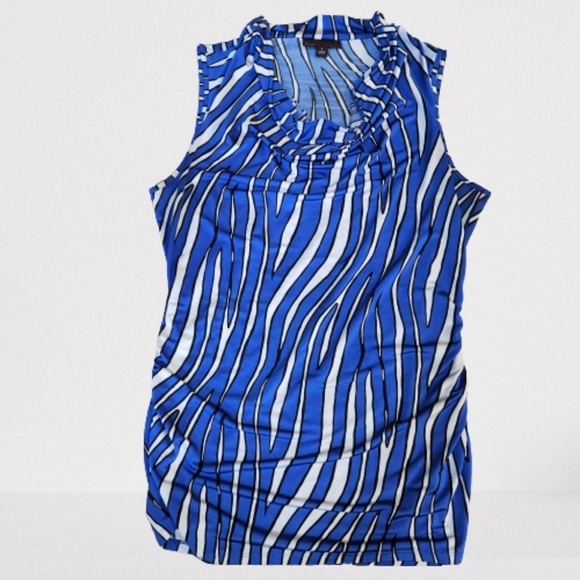 Dana Buchman Zebra Striped Cowl Neck Tank Top - Picture 1 of 8